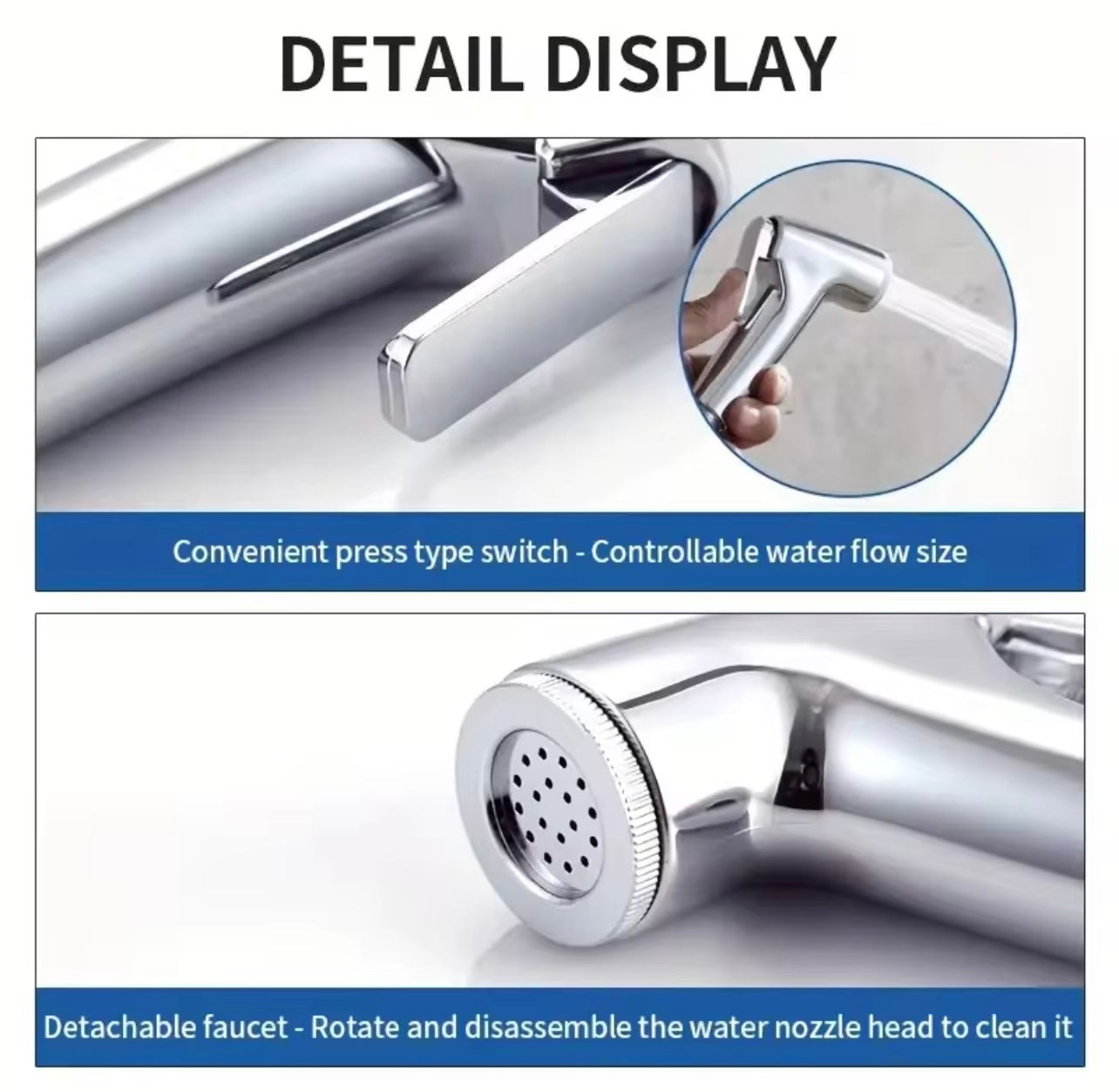 Handheld Toilet Spray Gun Set – Shattaf With Stainless Steel Hose