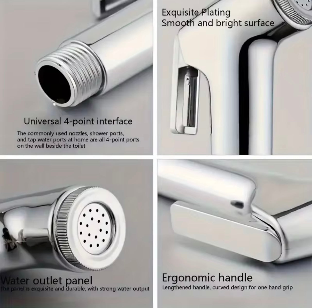 Handheld Toilet Spray Gun Set – Shattaf With Stainless Steel Hose