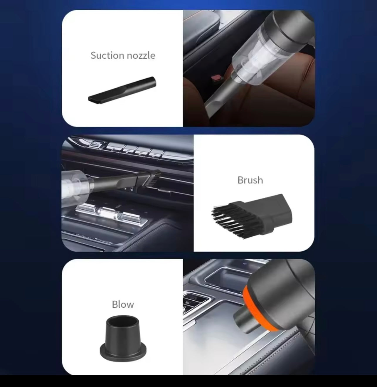 Portable Car Vacuum Cleaner – High-Power Handheld with Suction & Blowing Function