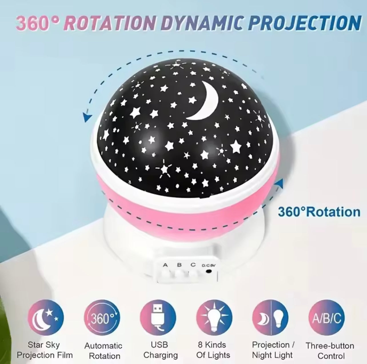 Starry Projector Night Light – Rotating Moon & Galaxy Lamp for Home, Bedroom, Nursery & Kids’ Gift