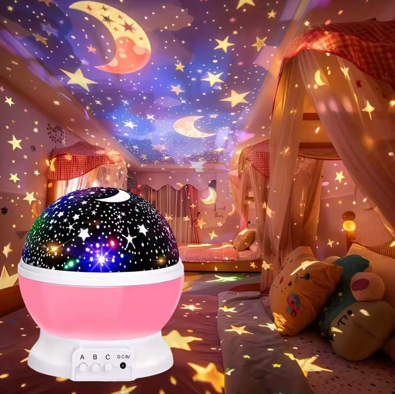 Starry Projector Night Light – Rotating Moon & Galaxy Lamp for Home, Bedroom, Nursery & Kids’ Gift