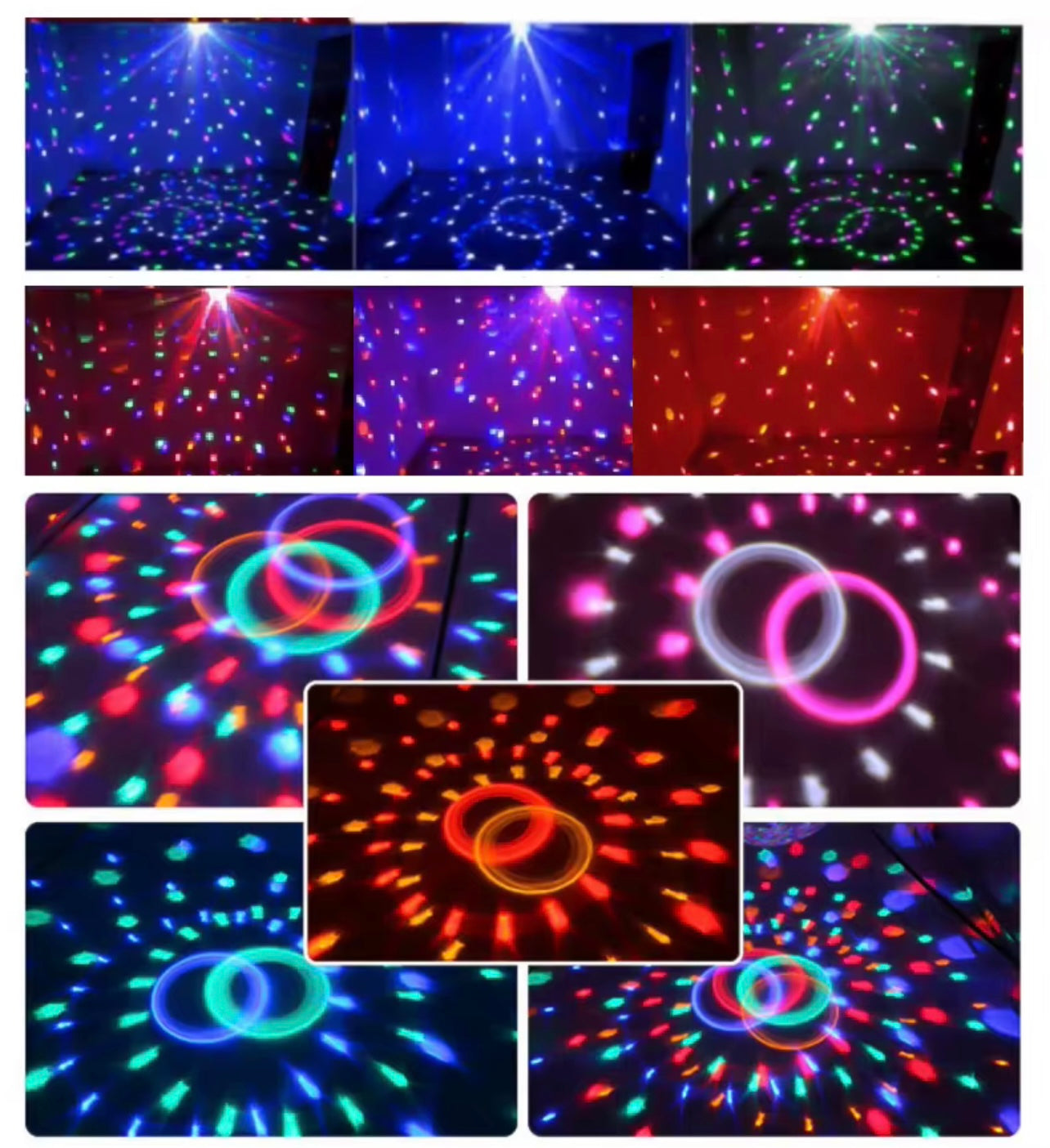 Disco Lights Disco Ball Lights Sound Activated 6 Color LED Music Crystal Magic Ball Part Lights with Remote for Room Party