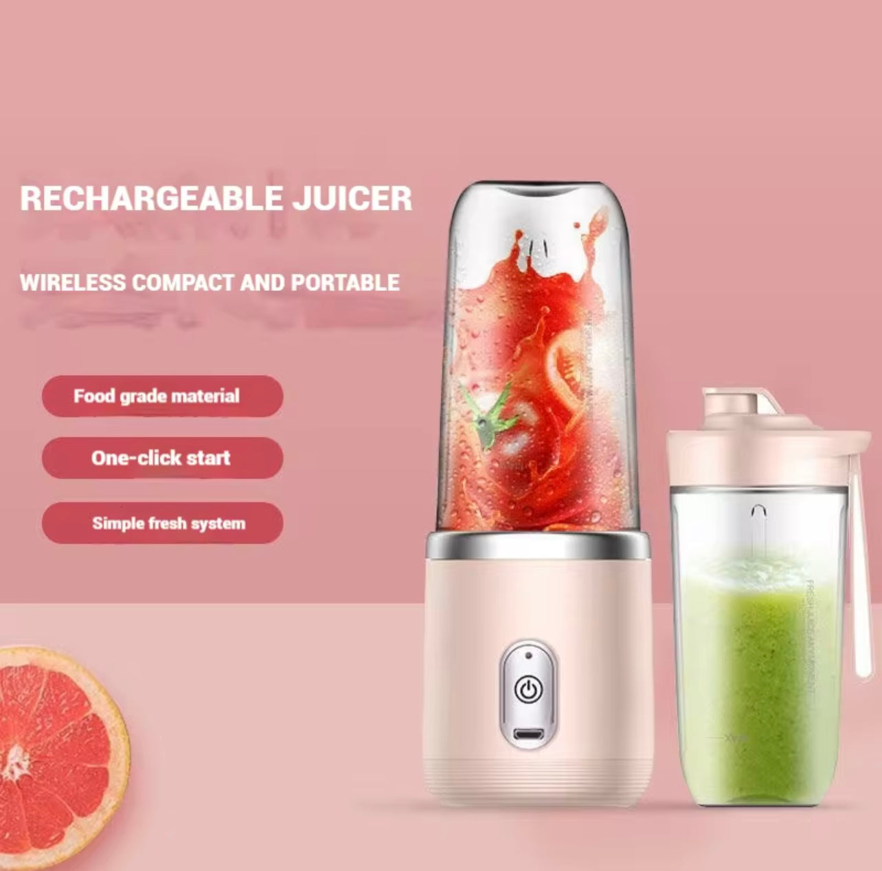 Portable Electric Juicer Cup – USB Rechargeable Mini Blender for Smoothies, Milkshakes & Juices