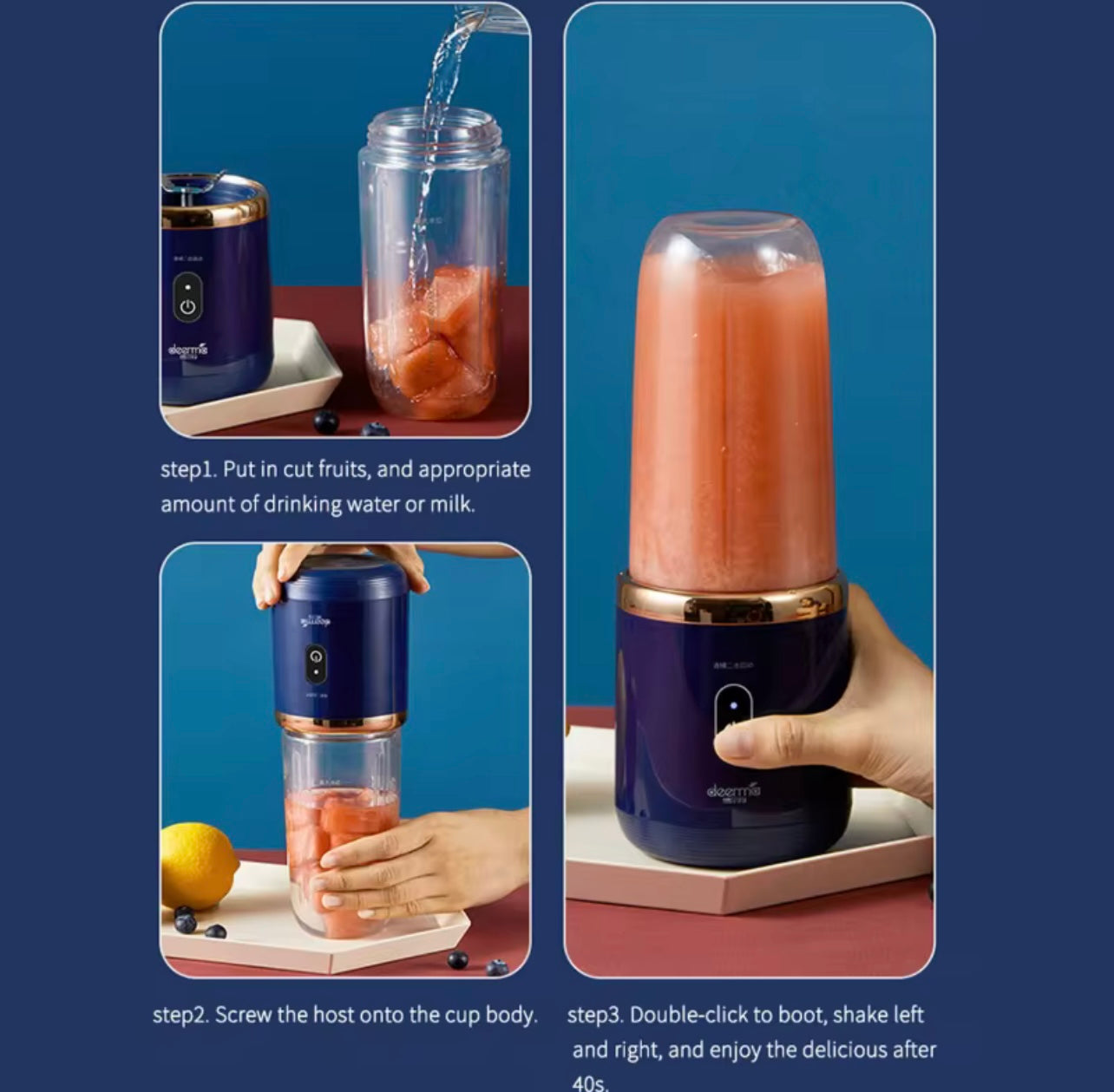 Portable Electric Juicer Cup – USB Rechargeable Mini Blender for Smoothies, Milkshakes & Juices