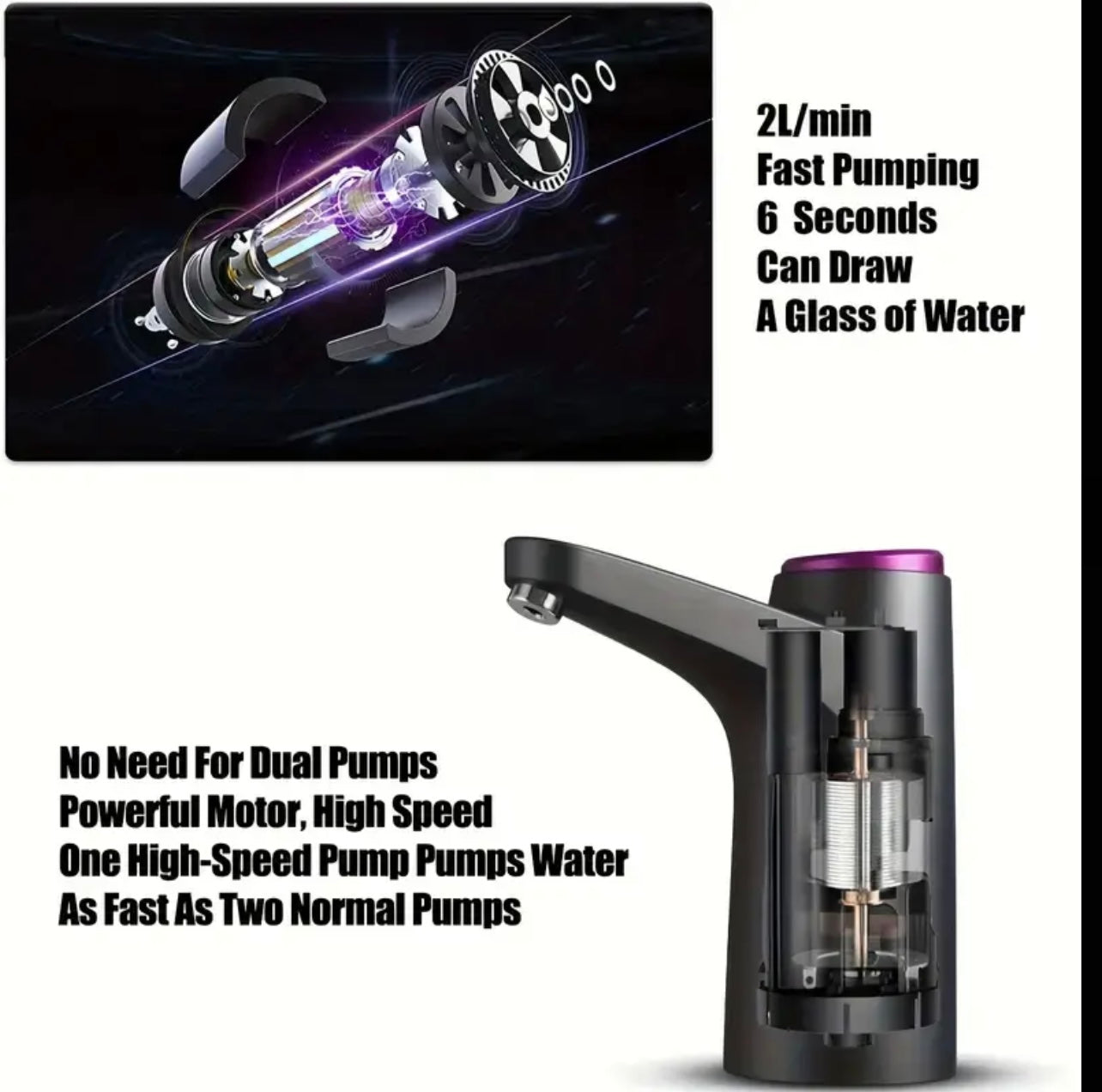 USB Rechargeable Drinking Water Pump – Easy Installation for 7.5–19L Bottles