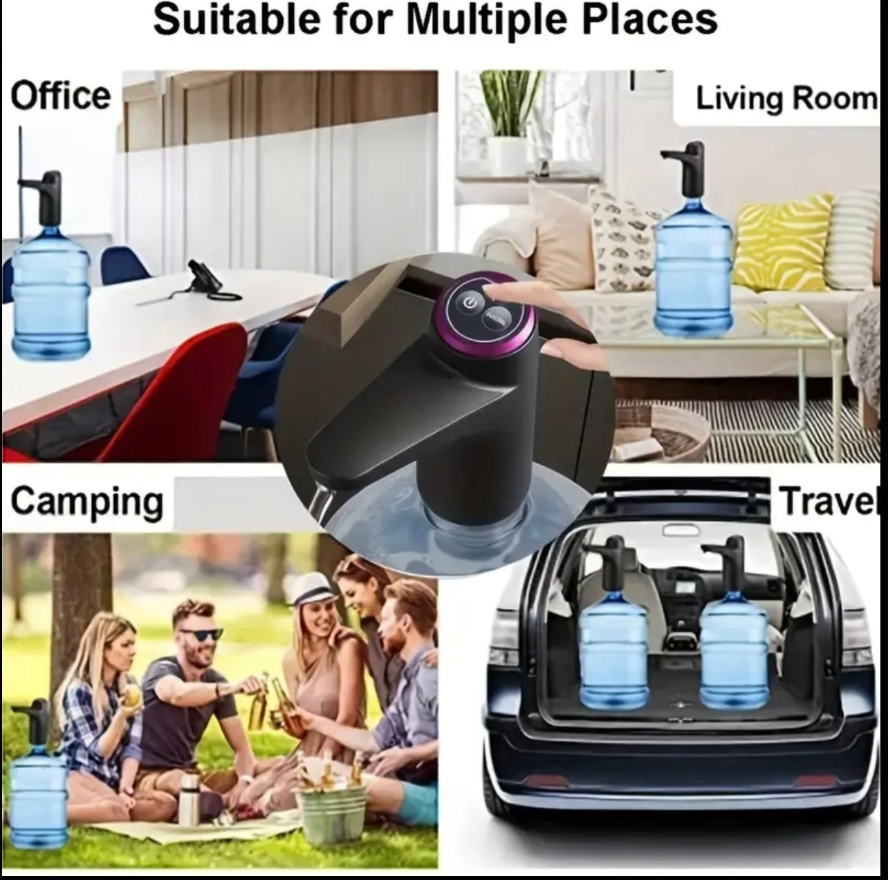 USB Rechargeable Drinking Water Pump – Easy Installation for 7.5–19L Bottles