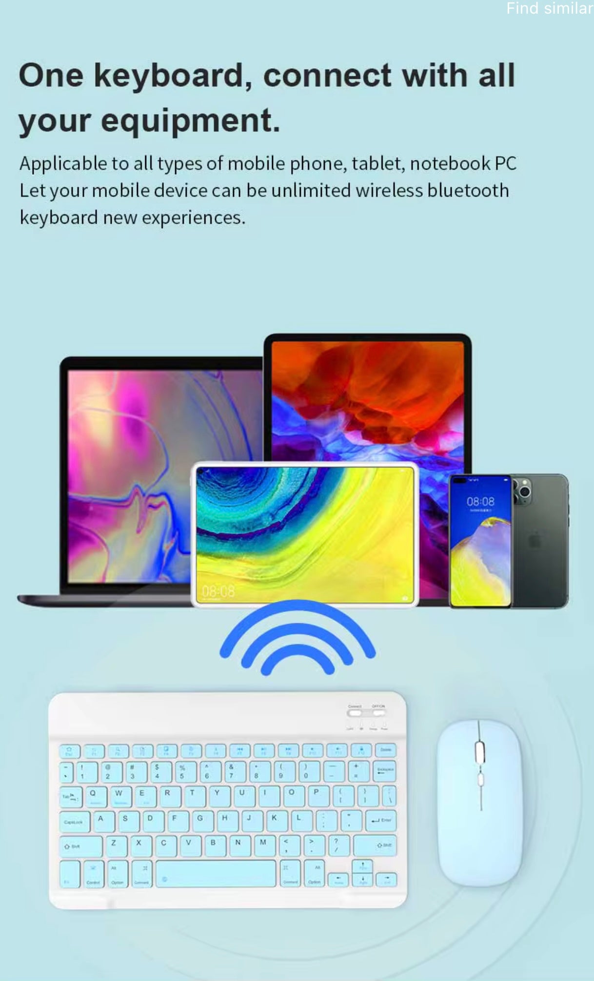 Ultra-Slim Wireless Keyboard & Mouse Set – Portable Bluetooth Combo for iPad, Tablet & Laptop