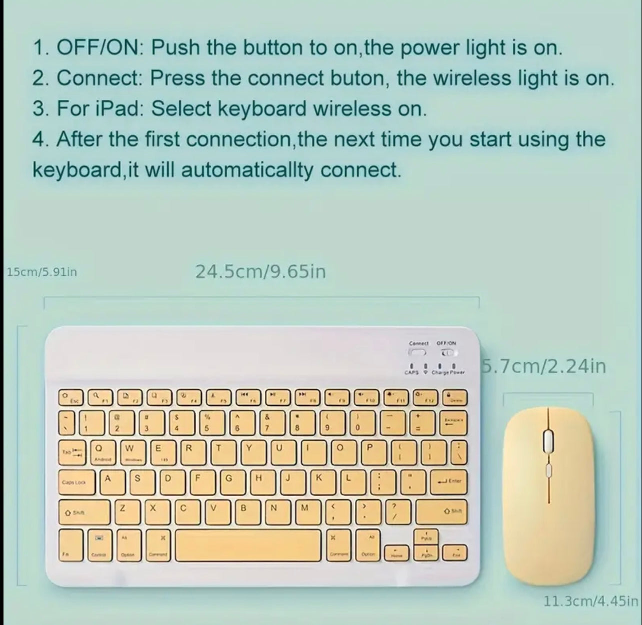 Ultra-Slim Wireless Keyboard & Mouse Set – Portable Bluetooth Combo for iPad, Tablet & Laptop