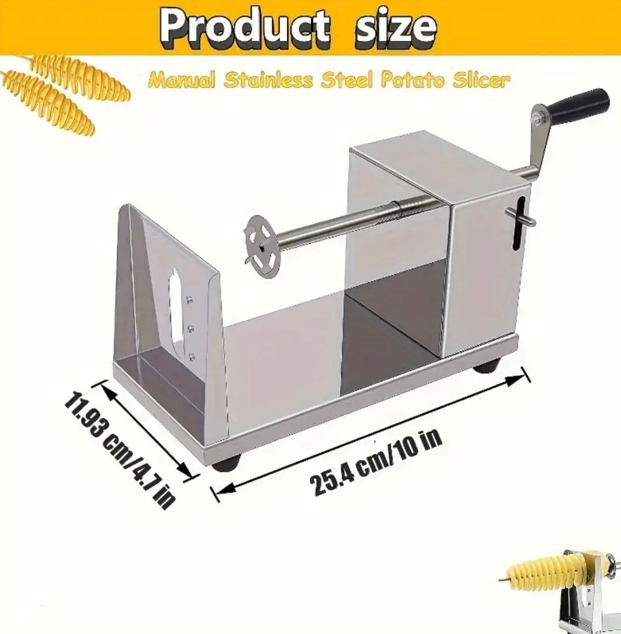 صانع برج البطاطس اليدوي من الفولاذ المقاوم للصدأ - قطاعة ذات شفرات مربعة تعمل يدويًا للبطاطا المقلية وشرائح البطاطس