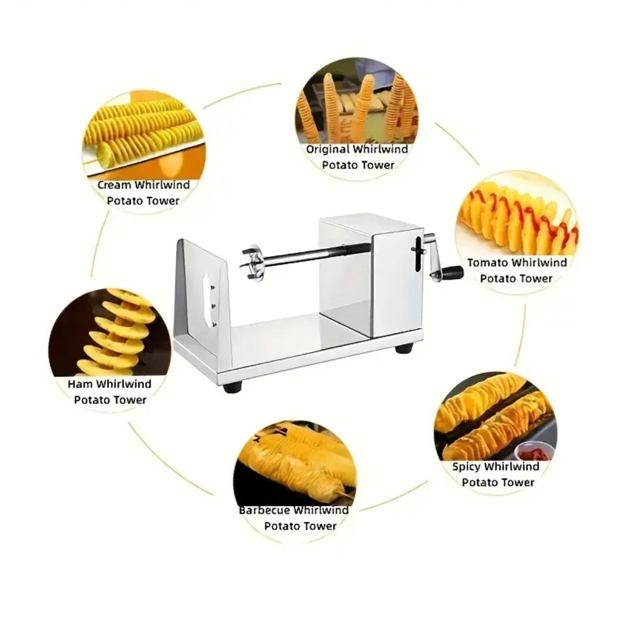 صانع برج البطاطس اليدوي من الفولاذ المقاوم للصدأ - قطاعة ذات شفرات مربعة تعمل يدويًا للبطاطا المقلية وشرائح البطاطس