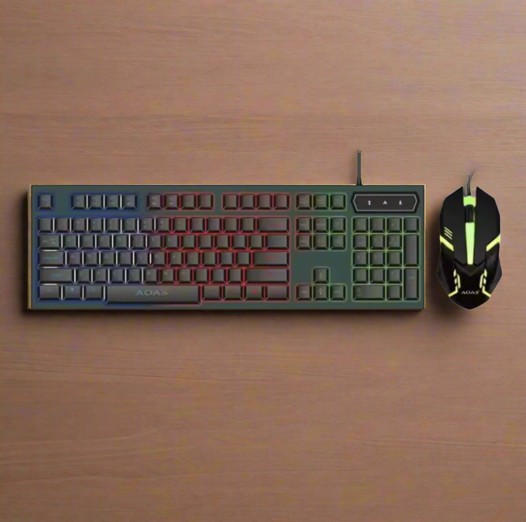Wired RGB Gaming Keyboard & Mouse Combo – Backlit, Ergonomic, Plug-and-Play