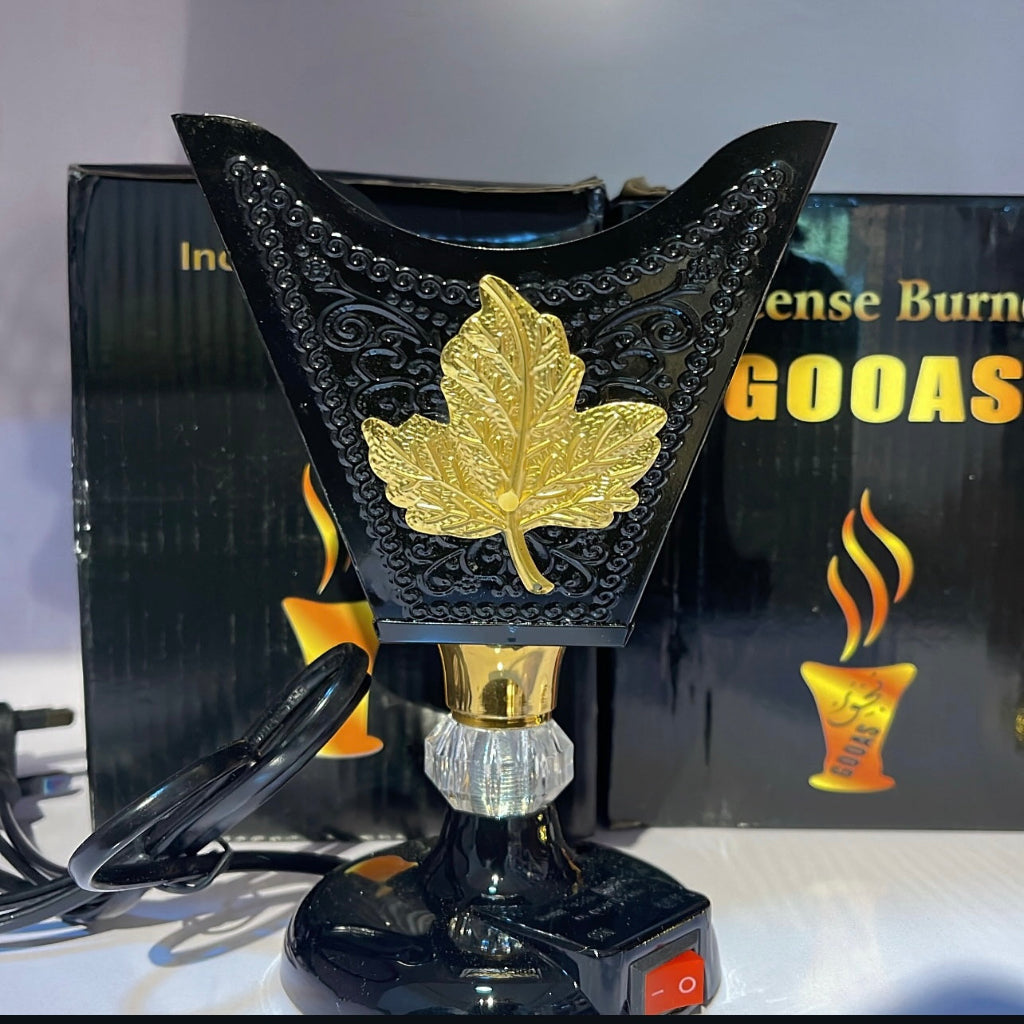 Flowers and Leaves Embossed Four Corners Bukhoor burner Arab Middle East Decoration Electric Incense burner