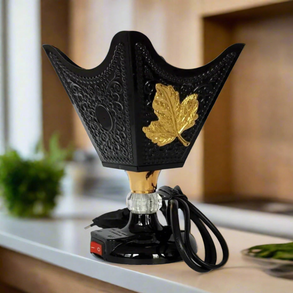 Flowers and Leaves Embossed Four Corners Bukhoor burner Arab Middle East Decoration Electric Incense burner