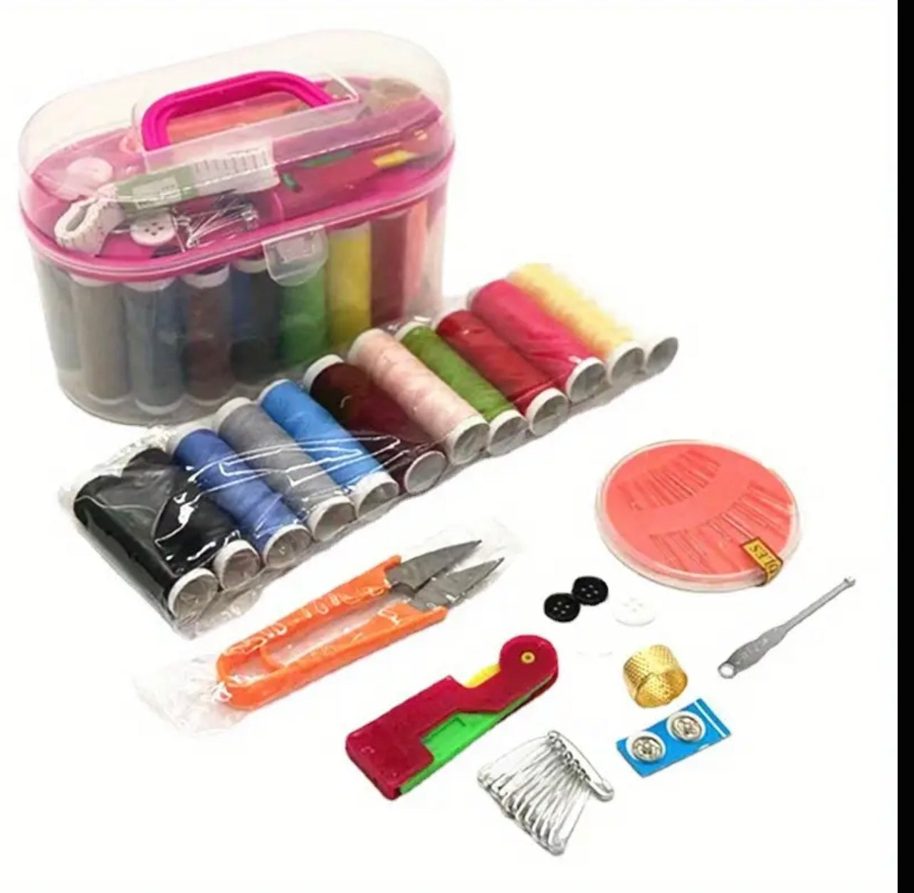 مجموعة إبرة وخيط محمولة – مجموعة خياطة متعددة الوظائف بخيوط ملونة