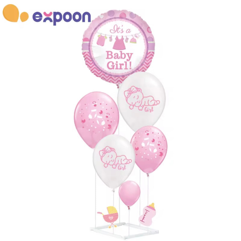 High Quality Blue Pink Matte Printing Latex Balloon Set Part Tabletop Decoration with Stand for Baby Boys Girls...