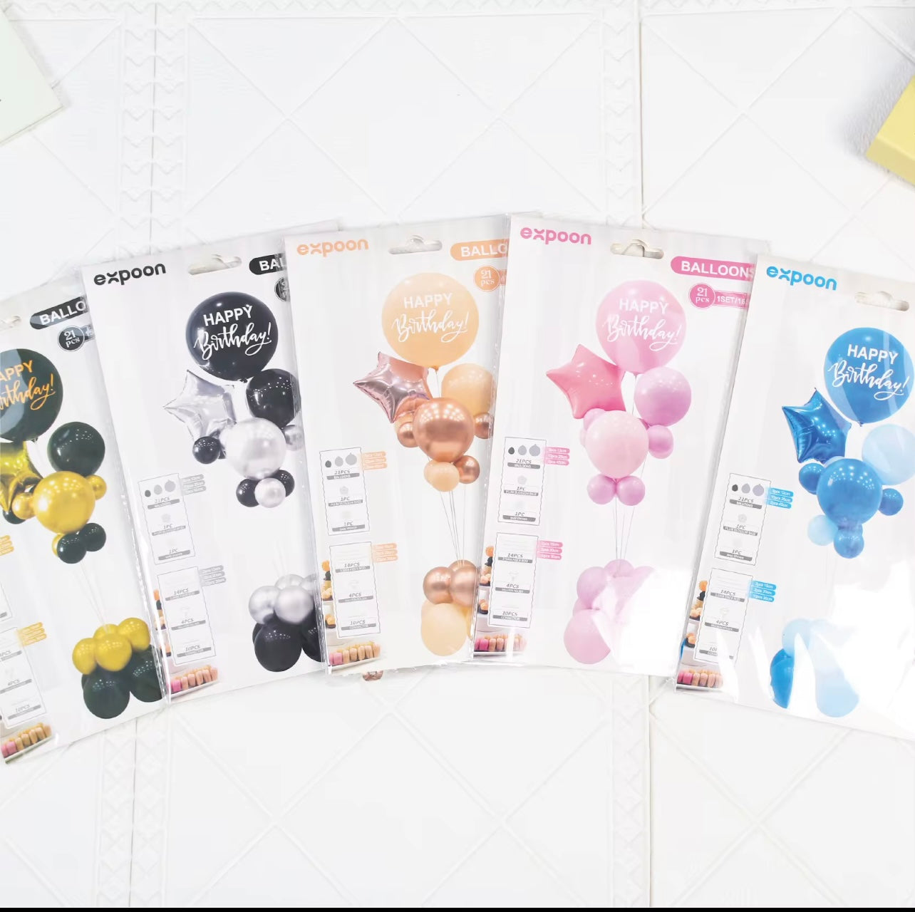 Mix colours Single-Sided Printed English Balloon Set 21 Pieces Per Pack Personalized Balloons Kit for Happy Birthday..