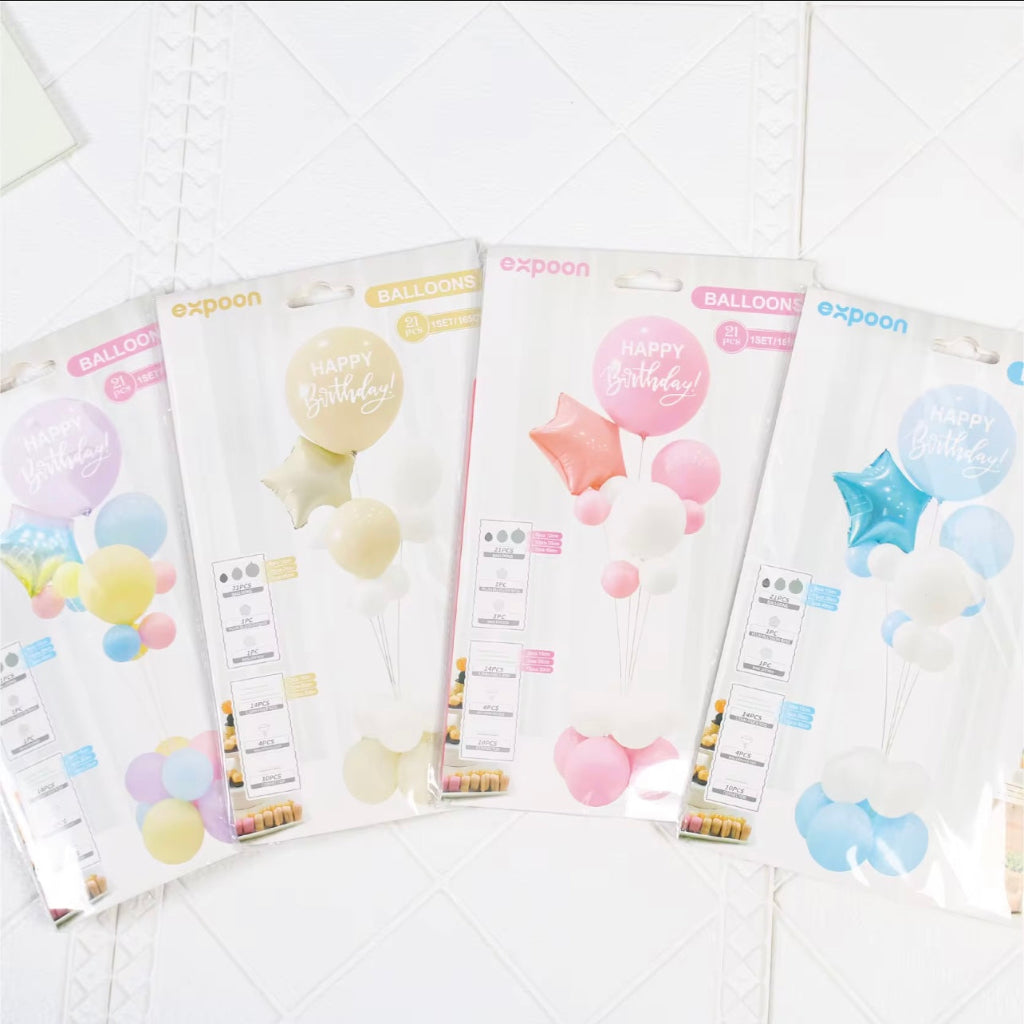 Mix colours Single-Sided Printed English Balloon Set 21 Pieces Per Pack Personalized Balloons Kit for Happy Birthday..