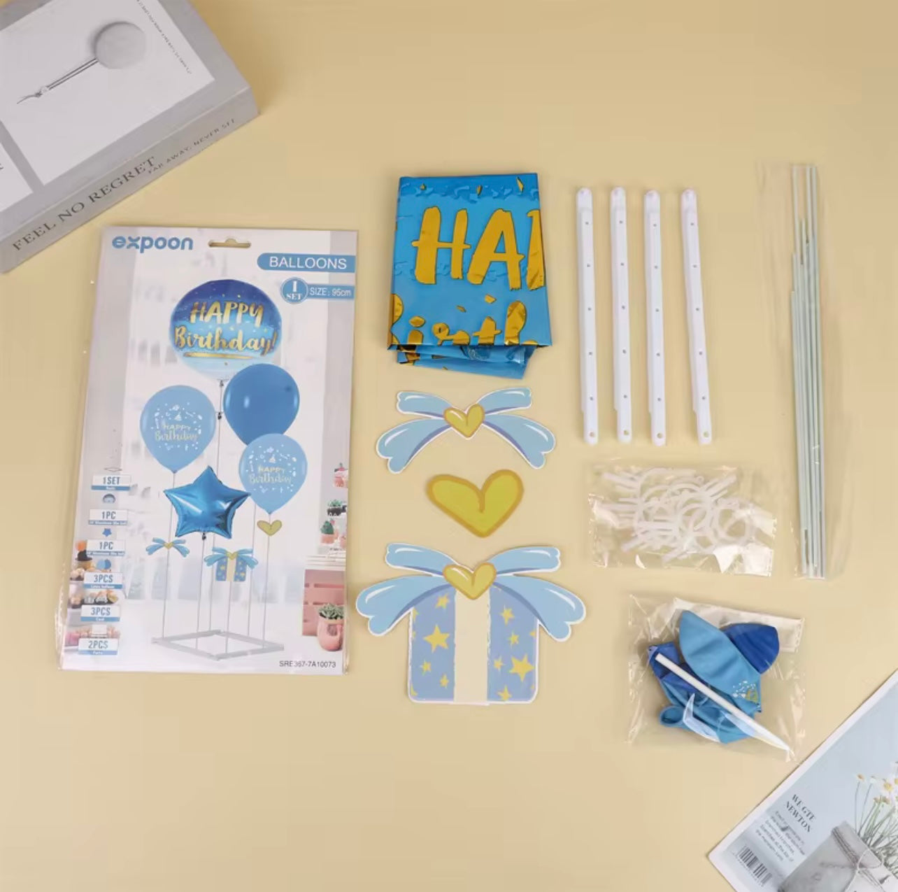 High Quality Blue Pink Black Matte Printing Latex Balloon Set Part Tabletop Decoration Subblies with Stand for Birthday party...