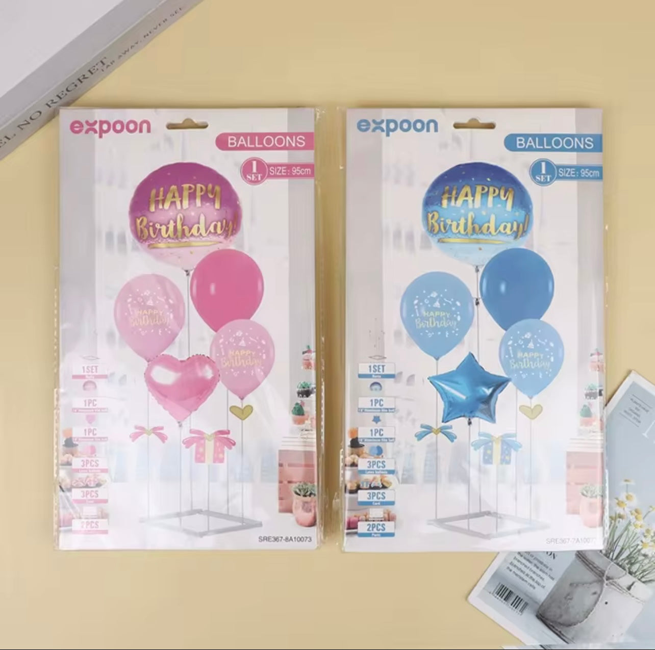 High Quality Blue Pink Black Matte Printing Latex Balloon Set Part Tabletop Decoration Subblies with Stand for Birthday party...