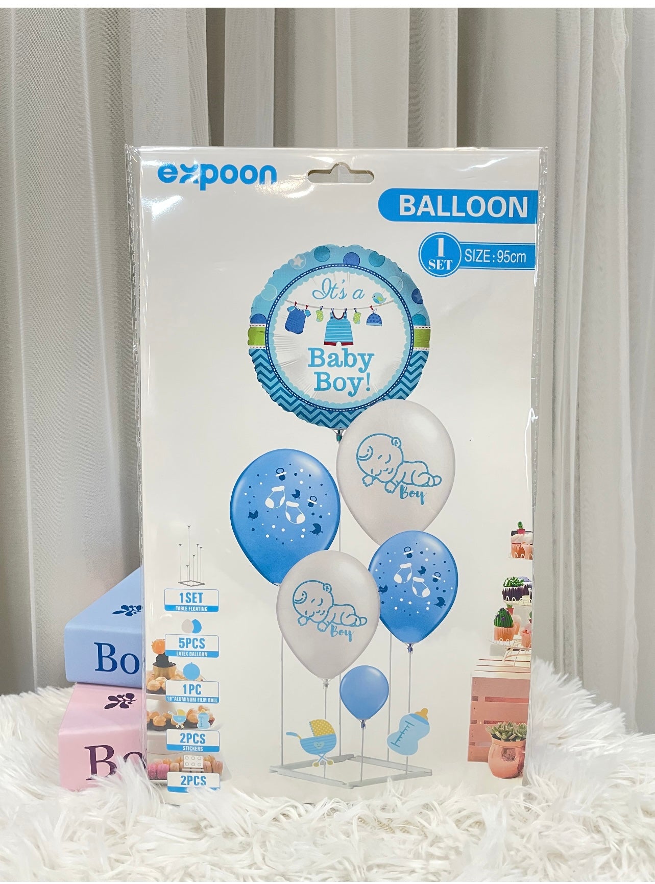 عالي الجودة زرقاء اللون الأزرق غير لامع طباعة البالون اللاتكس مجموعة الزخرفة الطاولة مع موقف للبنات الأطفال الفتيات ...