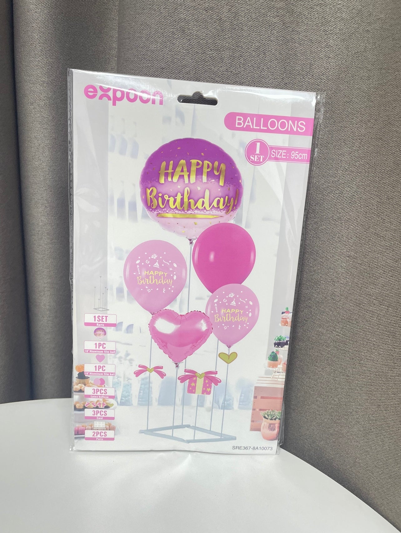 High Quality Blue Pink Black Matte Printing Latex Balloon Set Part Tabletop Decoration Subblies with Stand for Birthday party...