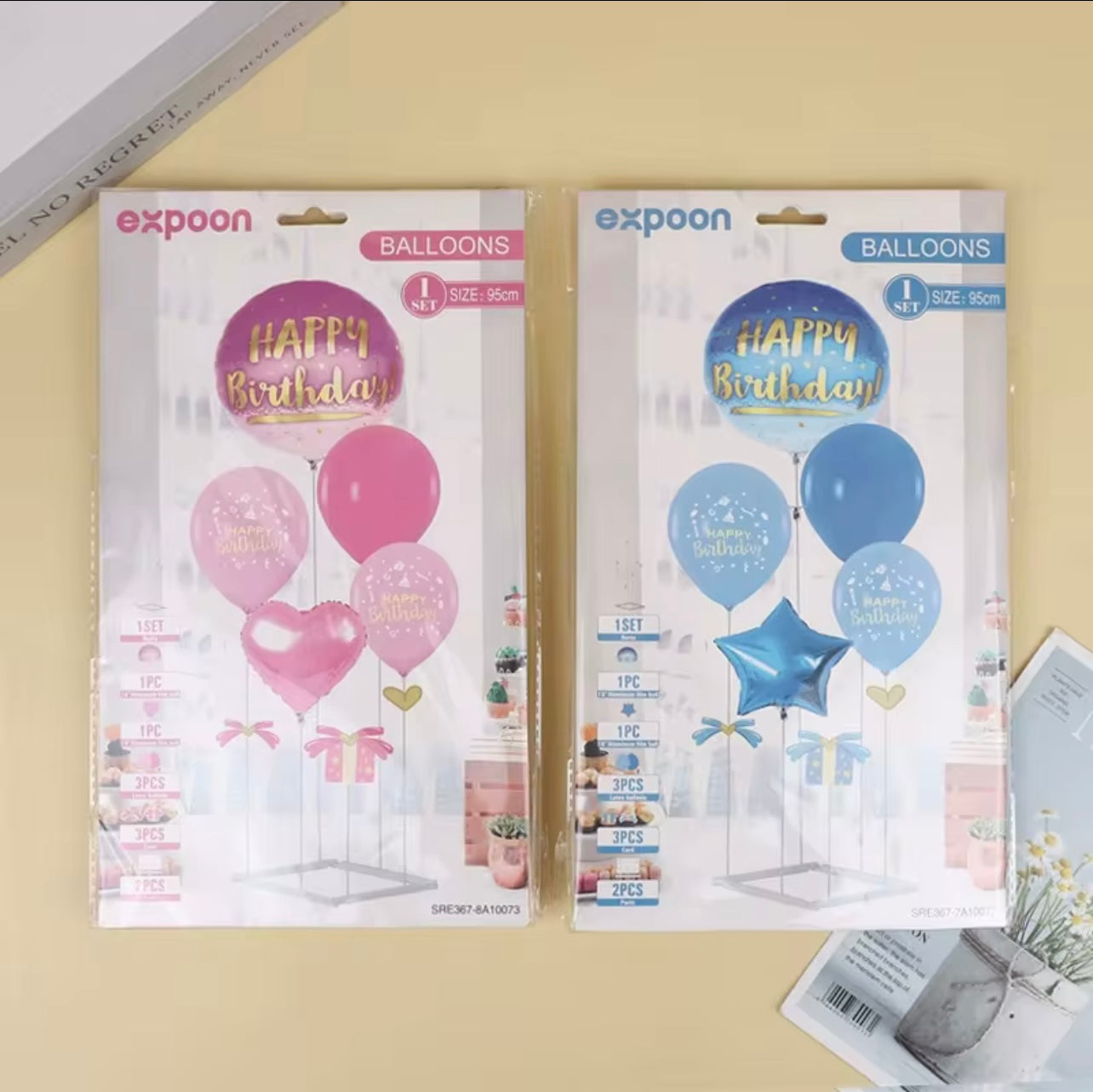 High Quality Blue Pink Black Matte Printing Latex Balloon Set Part Tabletop Decoration Subblies with Stand for Birthday party...