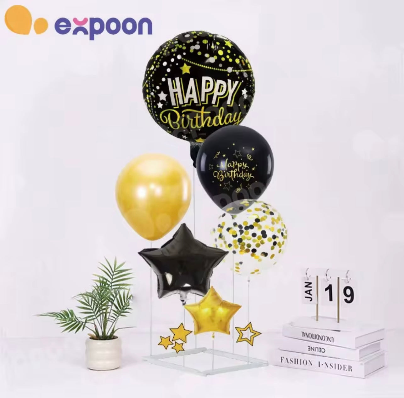 High Quality Blue Pink Black Matte Printing Latex Balloon Set Part Tabletop Decoration Subblies with Stand for Birthday party...