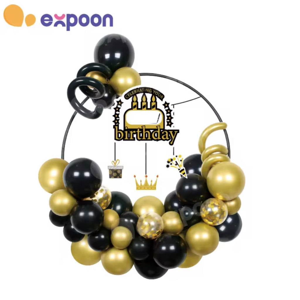 49 PCS Expoon Cross-Border Gold Gold Birthday Decoration Balloon Plonons Multi-Circle Party Party للاحتفالات ...