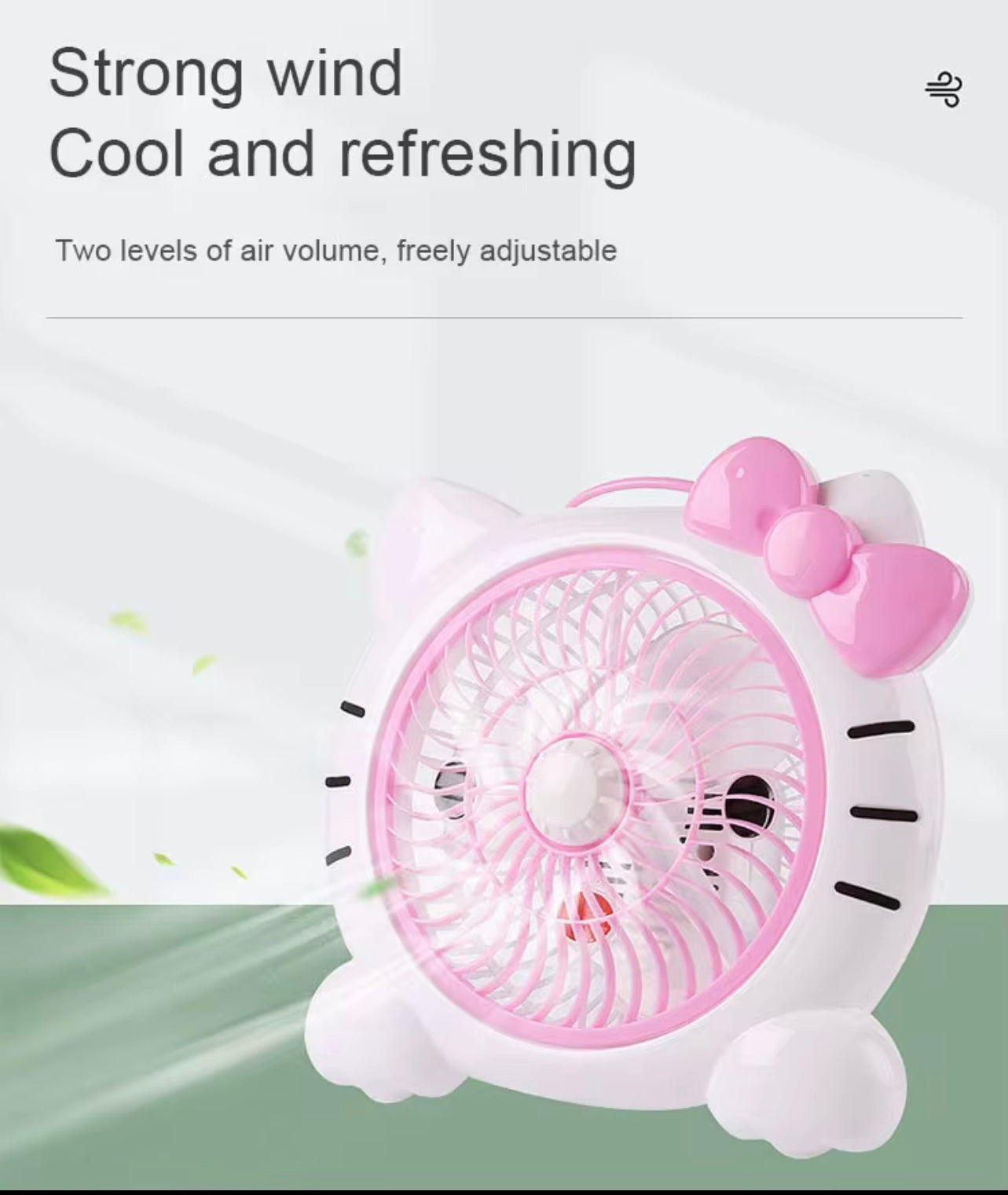 Cartoon Hello Kitty 3pin 220V Desk Cooler Fan Gear Plastic Box 7 Inch Portable Small Electric Table Fans