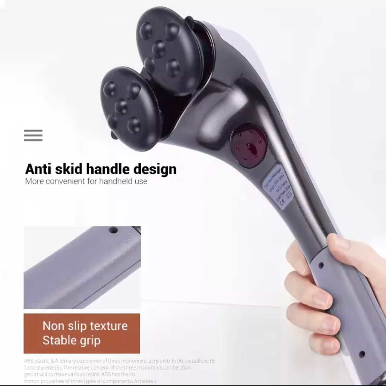 مطرقة تدليك محمولة باليد للعلاج الطبيعي بالأشعة تحت الحمراء برأس مزدوج - ضغط ساخن واهتزاز قوي