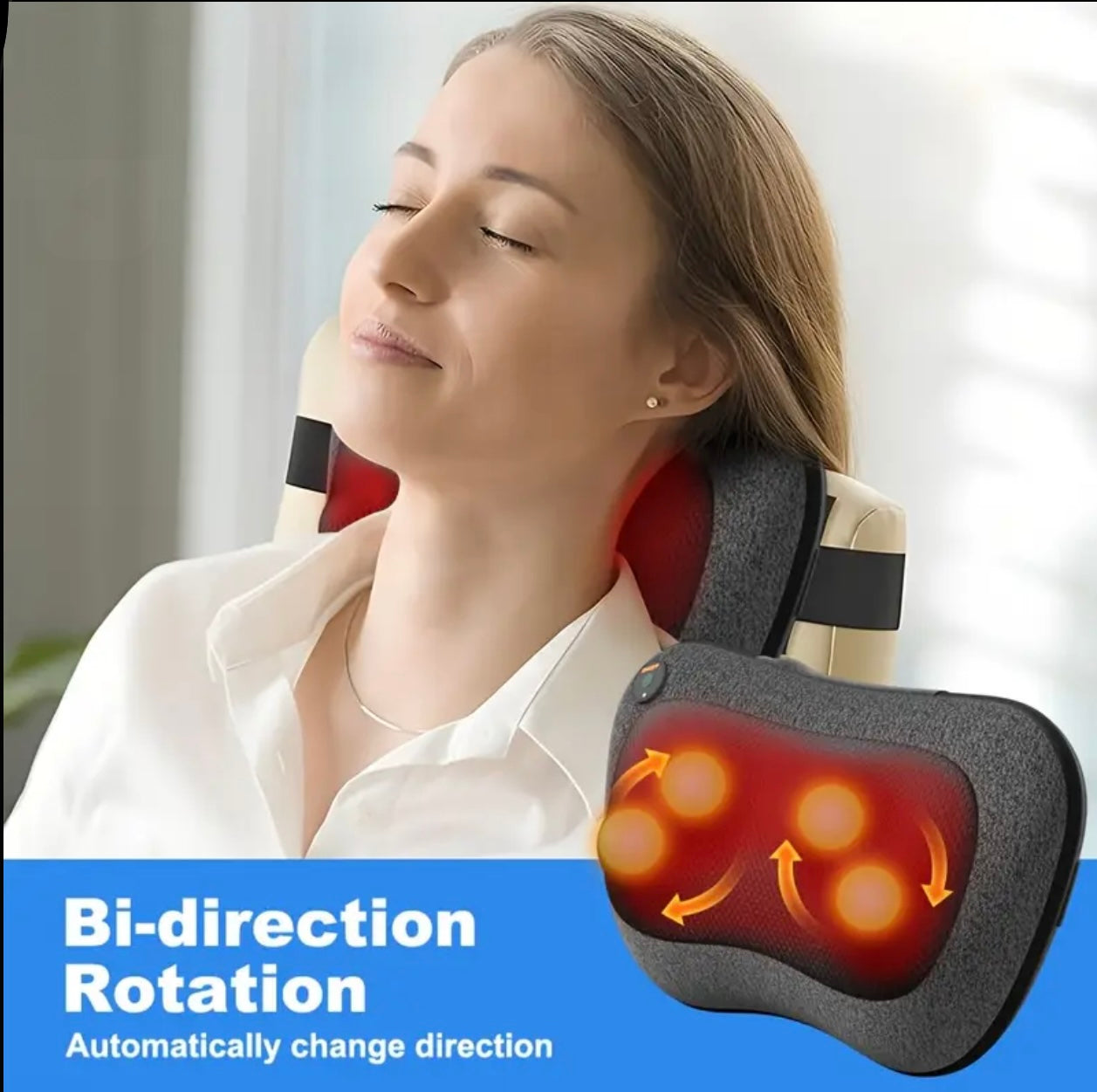 Electric Back & Neck Massager Pillow β Deep Tissue Kneading with Soothing Heat