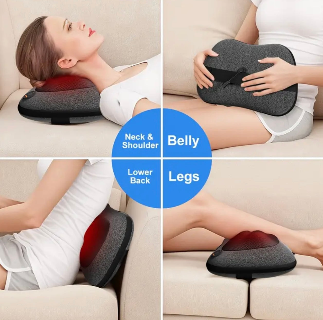 Electric Back & Neck Massager Pillow β Deep Tissue Kneading with Soothing Heat