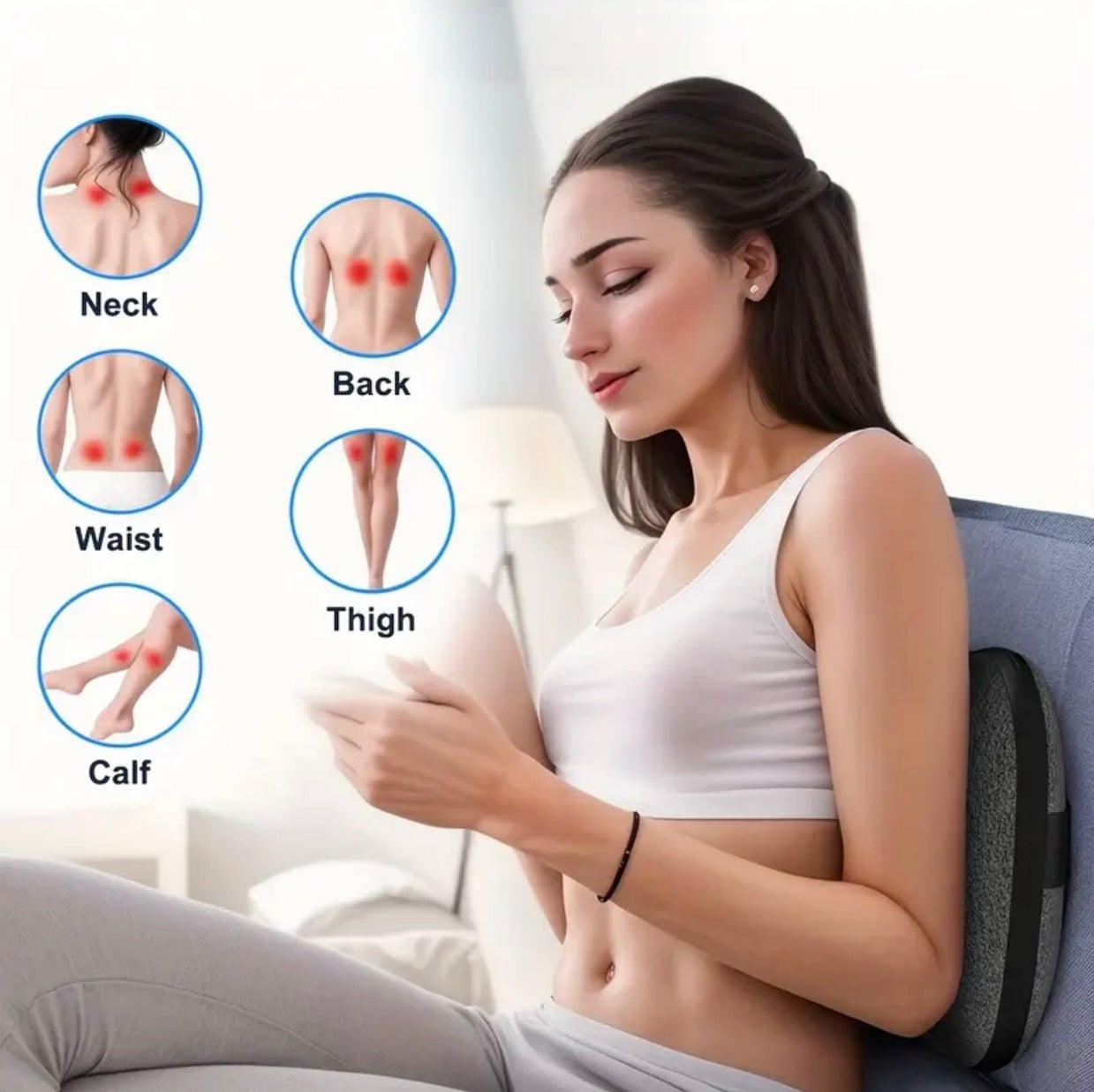 وسادة تدليك كهربائية للظهر والرقبة – عجن الأنسجة العميقة بالحرارة المهدئة