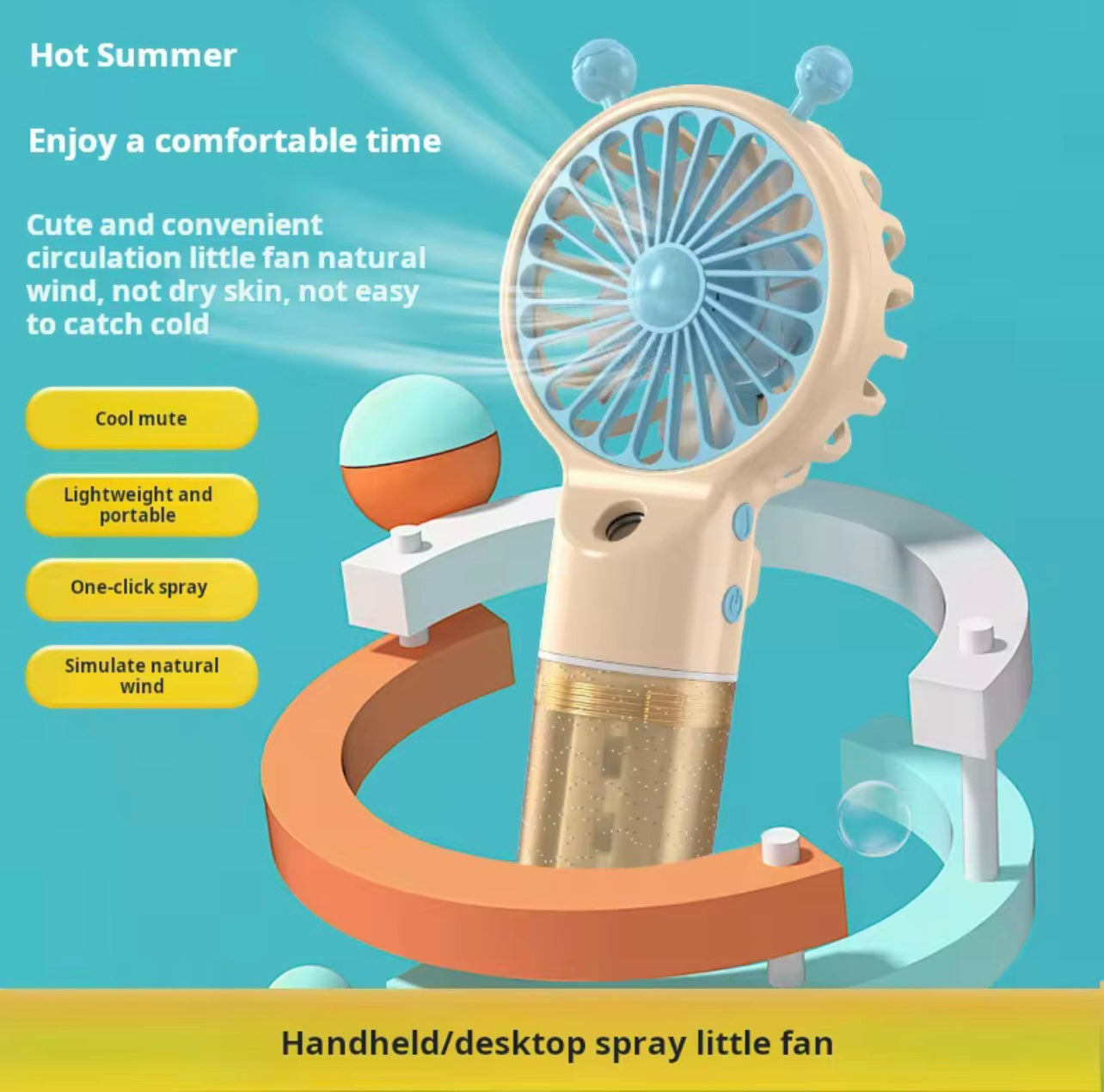 Hot Mini Portable Water Mist Fan Air Cooler USB Charging •Fan Handheld Small Fan