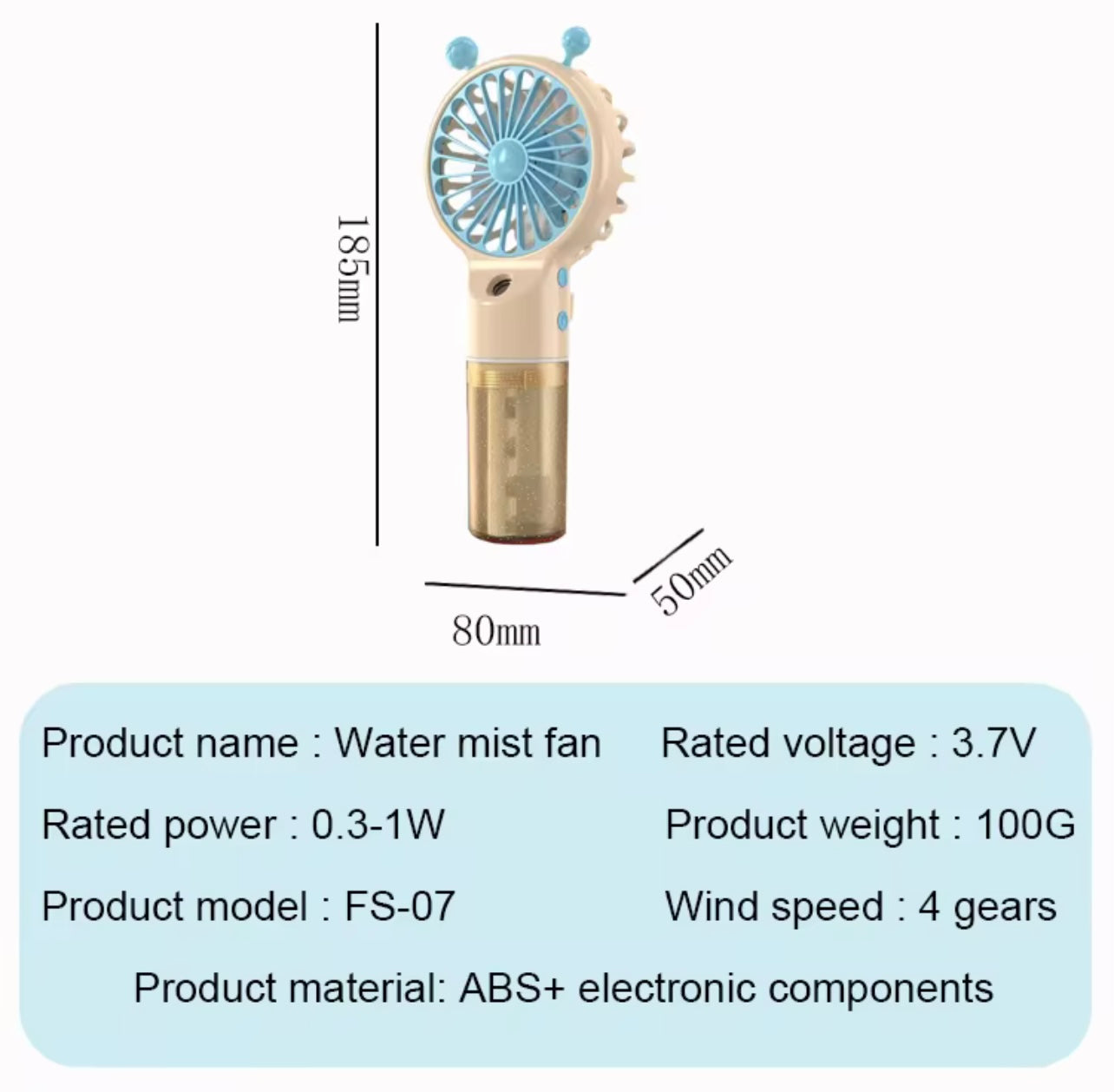 Hot Mini Portable Water Mist Fan Air Cooler USB Charging •Fan Handheld Small Fan