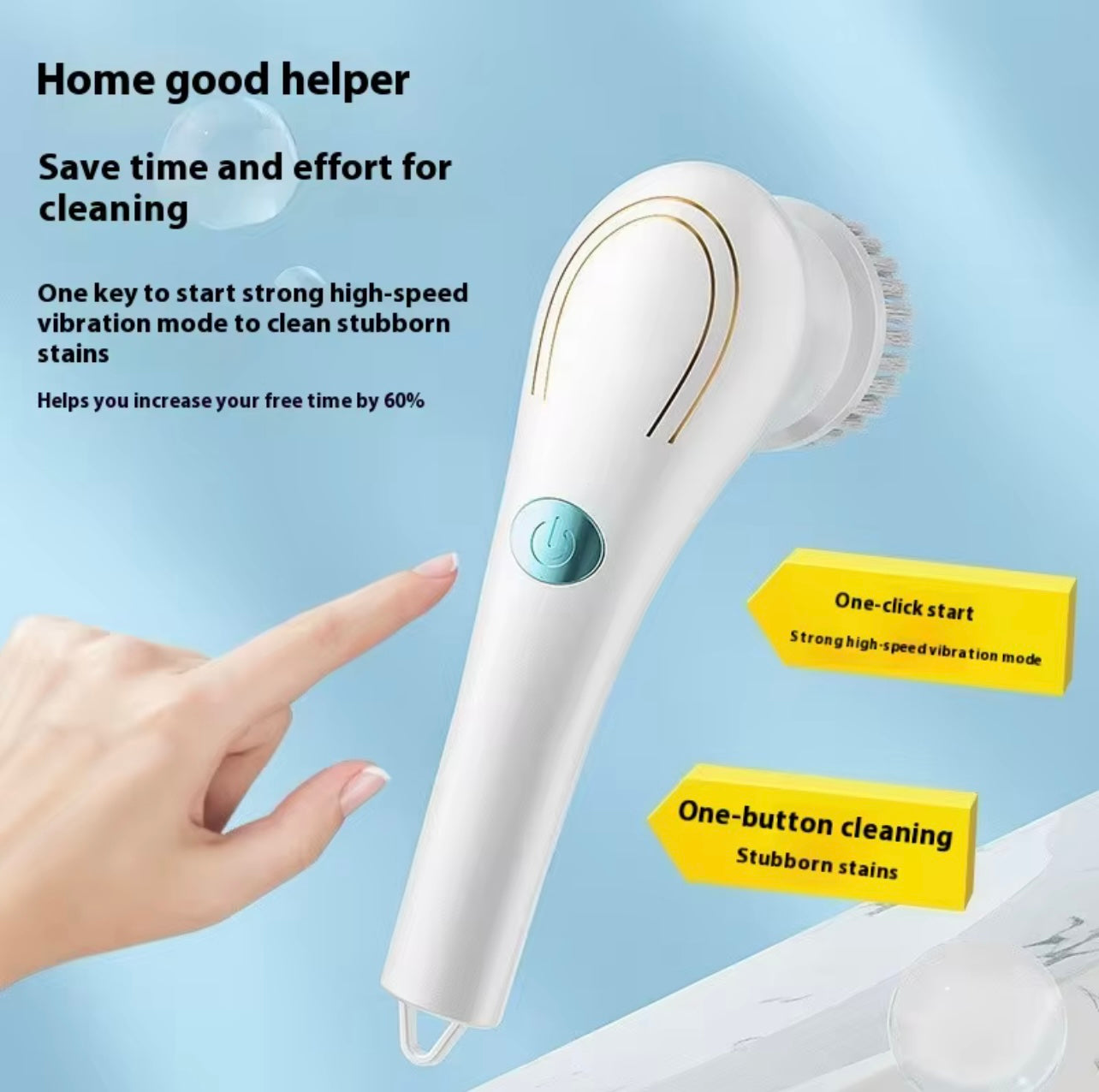 فرشاة تنظيف كهربائية دوارة مع 5 رؤوس قابلة للتبديل - منظف متعدد الأسطح قابل للشحن عبر USB