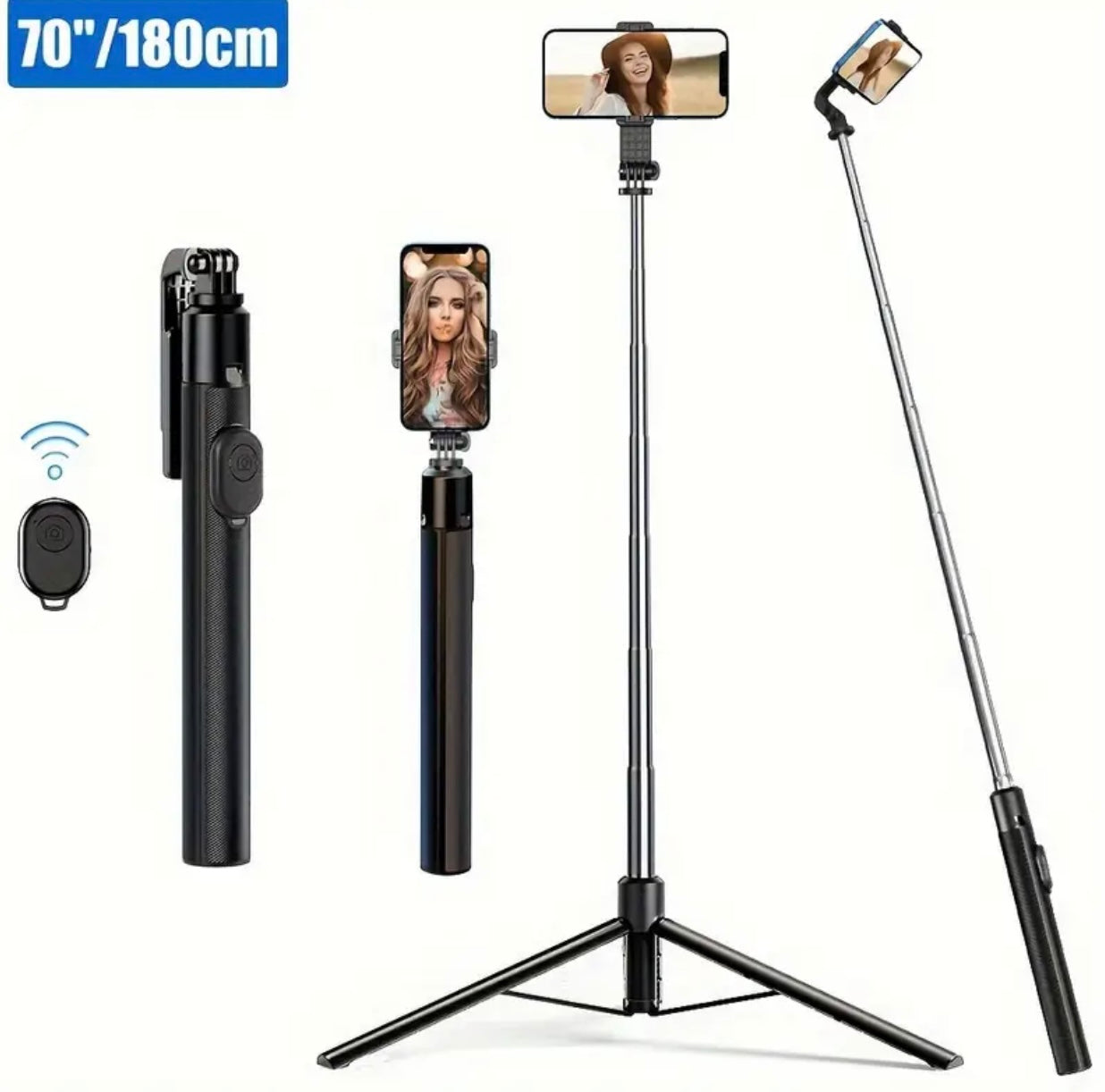 Wireless Selfie Stick & Tripod – Telescopic Mobile Phone Stand