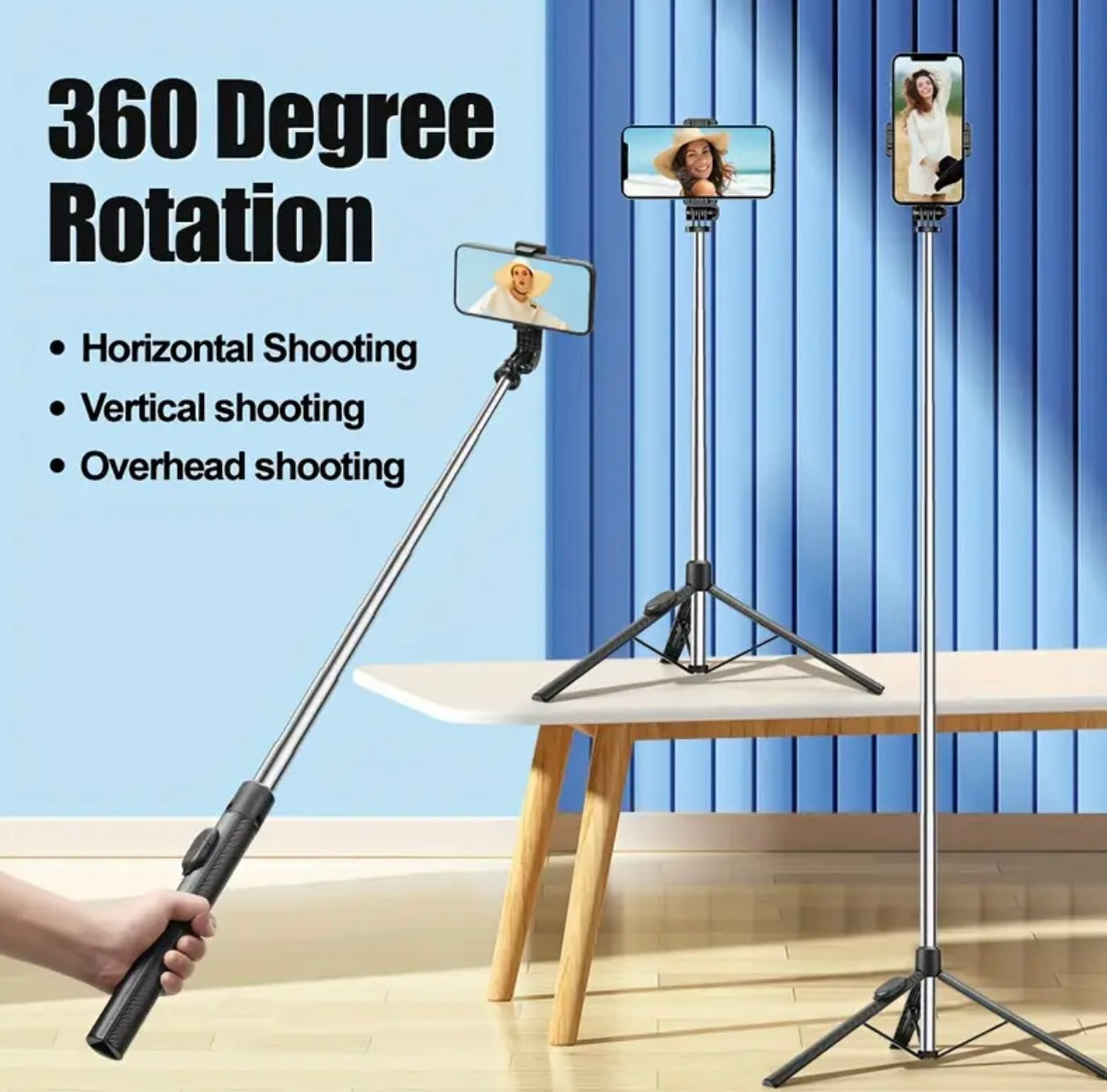 Wireless Selfie Stick & Tripod – Telescopic Mobile Phone Stand