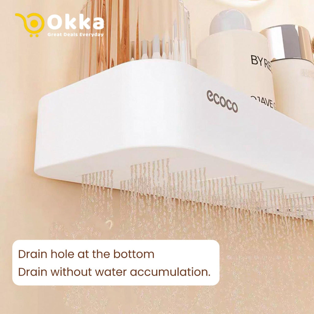 Ecoco Triangular Corner Bathroom Shelf – Wall-Mounted Storage Organizer