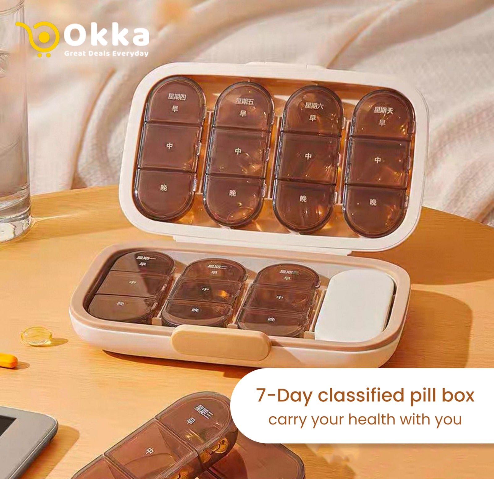 Pills Case 7 Day Pills Box Tablets Dispenser Large Capacity Pills Container Pills Holder