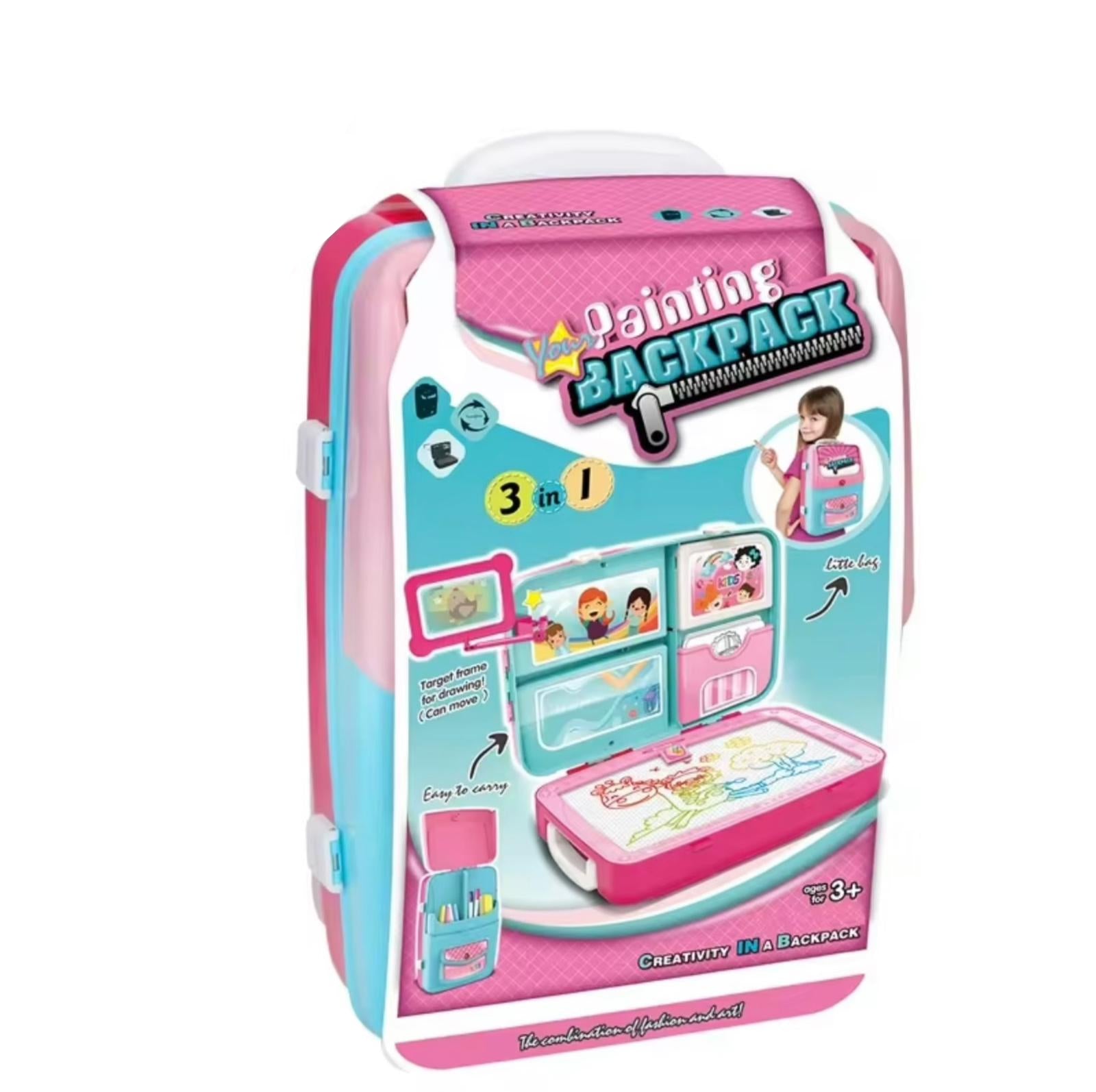 Backpack 3 in 1 Creative Learning Toys Drawing Set Kids Painting Set Educational Writing Board Game Toy