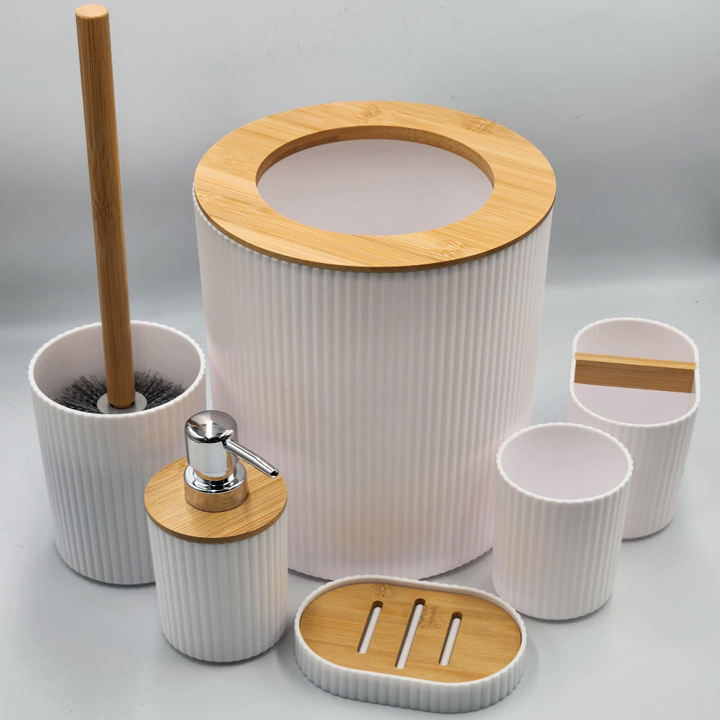 7pcs Bathroom Accessory Set with Trash Can, Toothbrush Holder, Makeup Soap Dispenser, Soap Dish, Toilet Brush,Toilet Set, Bath Set Housewarming Gift,
