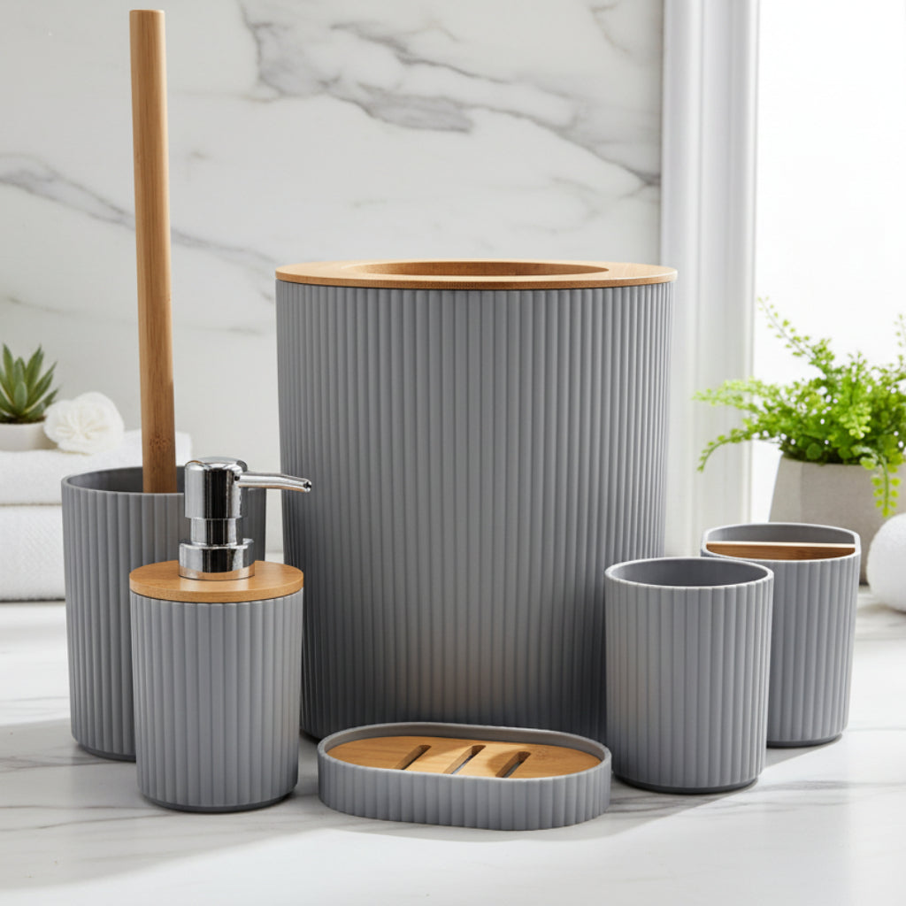 مجموعة ملحقات الحمام المكونة من 7 قطع – أساسيات الحمام الكاملة للمنزل