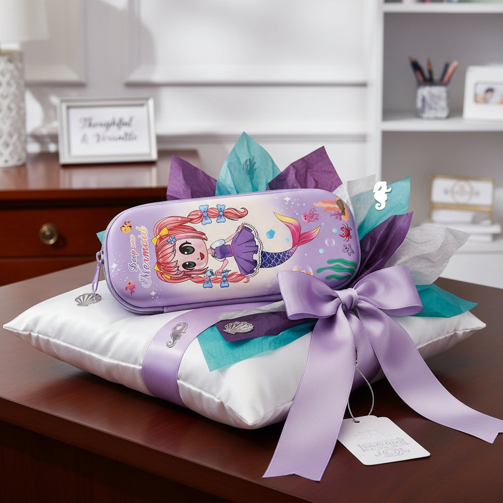 مقلمة حورية البحر ووحيد القرن ثلاثية الأبعاد – منظم قرطاسية كرتوني لطيف