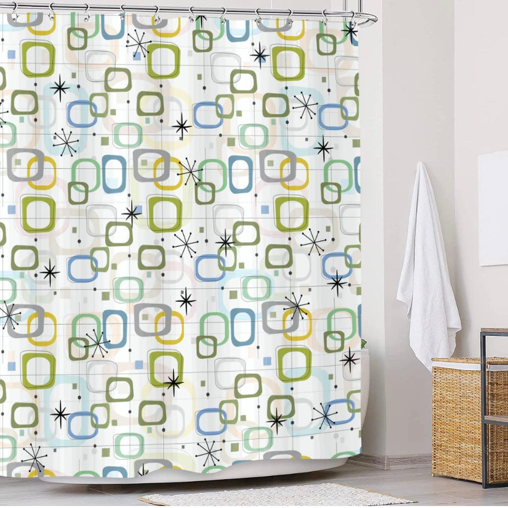 High Quality Random model Shower Curtain Bathroom Bathing Curtain Wet-Dry Separation Barrier with Embossed Polyester Fabric and 12 -hooks