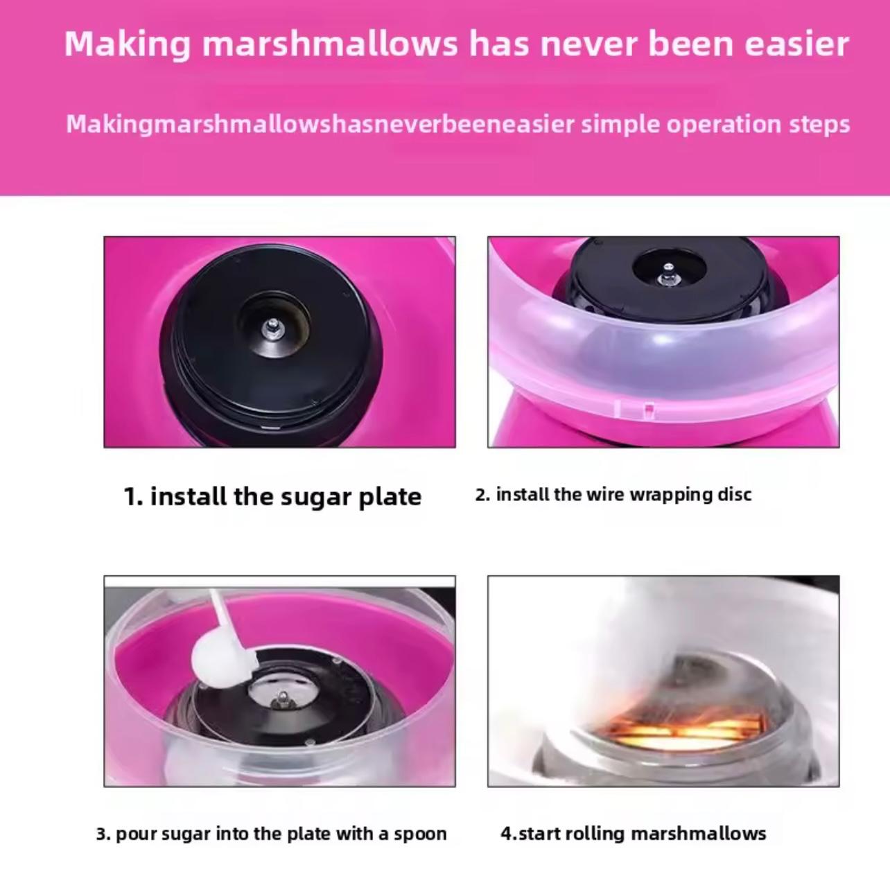 ماكينة حلوى القطن الأوتوماتيكية بالكامل بقدرة 480 واط - صانع حلوى السكر والخطمي الكهربائي المنزلي بنفسك