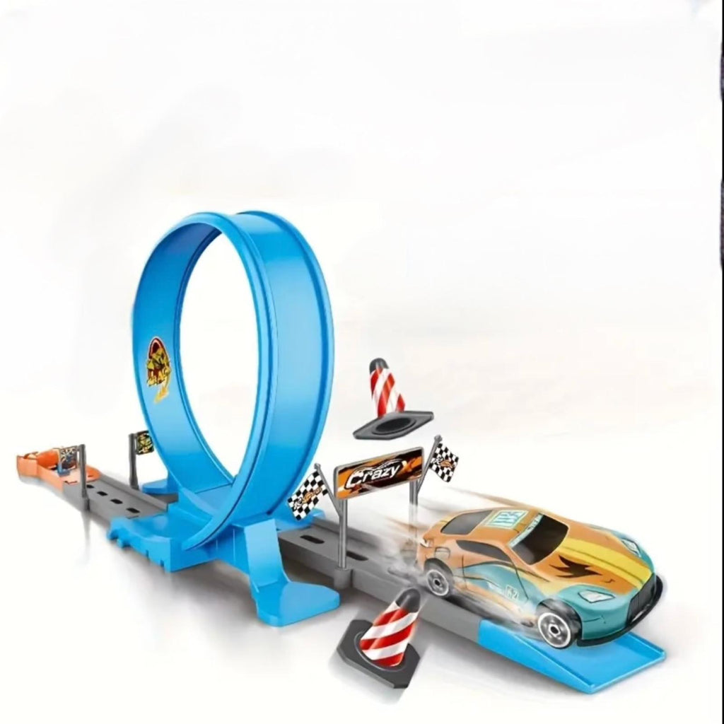18 pcs Track Racing Toy Set for Boys with Alloy Track And Launcher Fun Racing Game Kids Toy