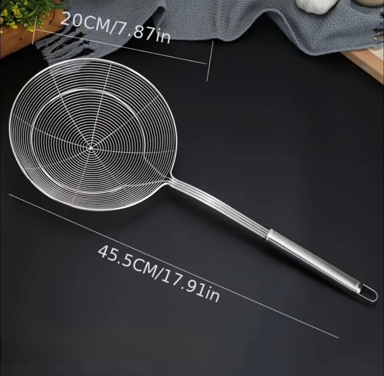 مغرفة مصفاة عنكبوت من الفولاذ المقاوم للصدأ - أداة طبخ متينة للمطبخ