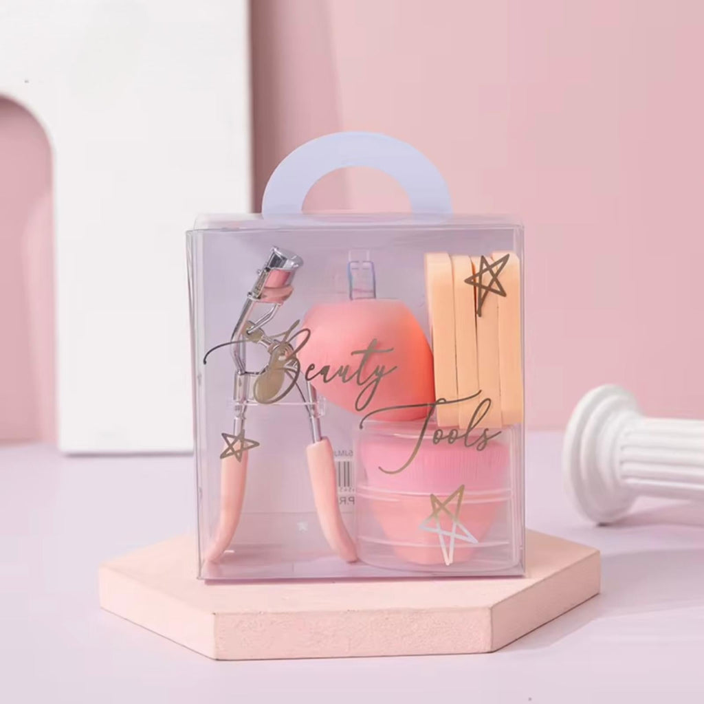 7 pcs Set Customizable Eyelash Curler Powder Puff Makeup Sponge Foundation Brush Set