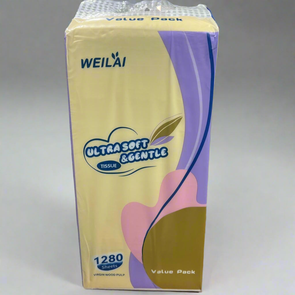 Large Pack of 1280 Hanging Tissue Sheets – Soft Facial & Hand Wipes for Home, Bathroom & Kitchen